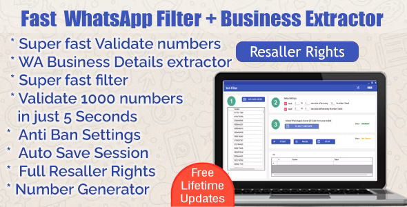 Super Fast WhatsApp Number Filter + Bulk Business WhatsApp profile extractor